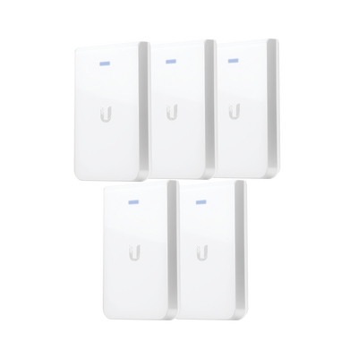 5 Access Point UniFI doble banda, cobertura 180°, MIMO 2x2 de pared para habitaciones de hotel.