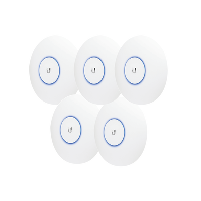 Paquete de 5 Access Point UniFi doble banda 802.11ac MIMO 3X3 para interior, PoE af/at, soporta 250 clientes, Hasta 1.3 Gbps