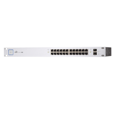 Switch PoE UniFi capa 2 Administrable de 26 puertos Gigabit (24 eth PoE y 2 SFP) 802.3 af/at / Pasivo 24V, 500 Watts, throughput de 38.69 Mpps