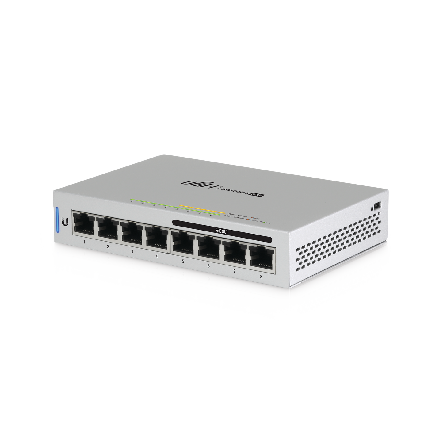 Switch UniFi Administrable capa 2 de 8 puertos Gigabit (4 Puertos Gigabit PoE 802.3af y 4 puertos Gigabit ethernet) 60W