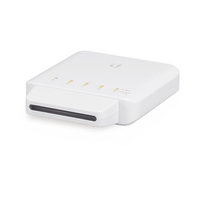 Switch UniFi FLEX de 5 puertos para semi-exterior IP55 (1 x PoE de entrada 802.3af/at/bt y 4 puertos PoE de salida 802.3af)