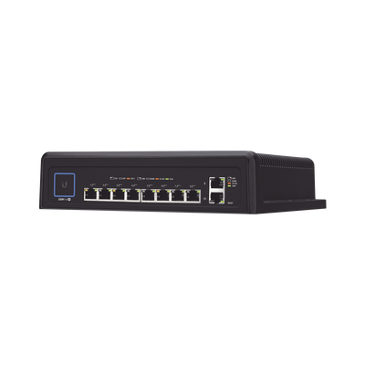 Switch industrial UniFi PoE de 10 puertos Gigabit (8 x 802.3bt y 2 x Ethernet) para temperaturas extremas