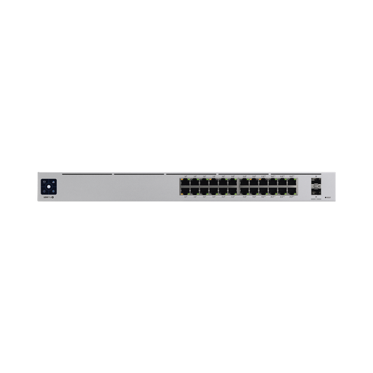 UniFi Switch USW-Pro-24-POE Gen2, con funciones capa 3, de 24 puertos PoE 802.3at/bt + 2 puertos 1/10G SFP+, 400W, pantalla informativa