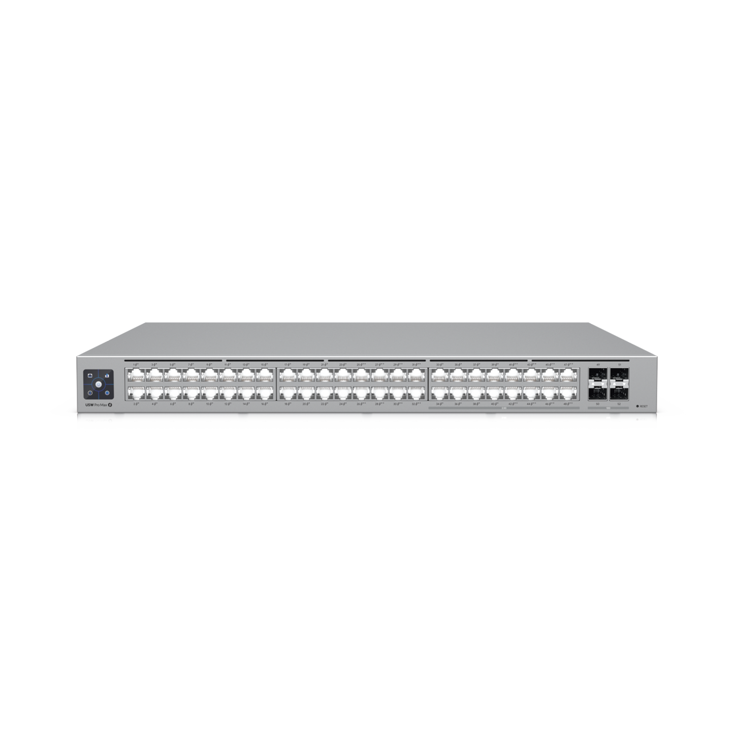 UniFi Switch Pro Max 48 POE, con funciones capa 3, 48 puertos (16 puertos 2.5 GbE y 32 puertos 1 GbE), 2 puertos SFP+ 10G, POE++ 720W, pantalla informativa