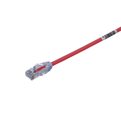 Cable de Parcheo UTP Cat6A, CM/LSZH, Diámetro Reducido (28AWG), Color Rojo, 1ft