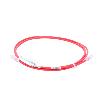 Cable de Parcheo UTP Cat6A, CM/LSZH, Diámetro Reducido (28AWG), Color Rojo, 7ft