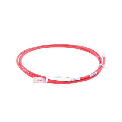 Cable de Parcheo UTP Cat6A, CM/LSZH, Diámetro Reducido (28AWG), Color Rojo, 7ft