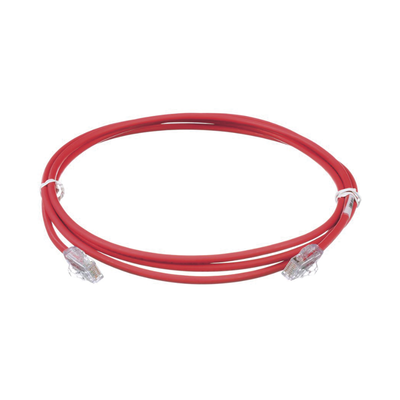 Cable de Parcheo UTP Cat6A, CM/LSZH, Diámetro Reducido (28AWG), Color Rojo, 7ft