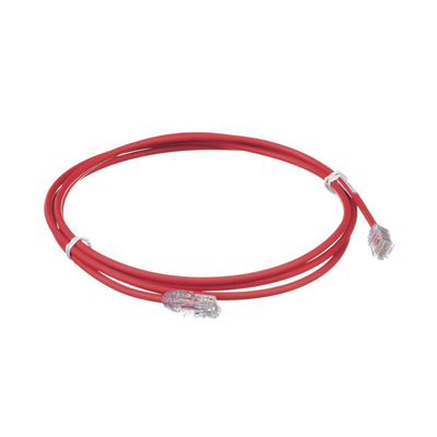 Cable de Parcheo UTP Cat6A, CM/LSZH, Diámetro Reducido (28AWG), Color Rojo, 7ft