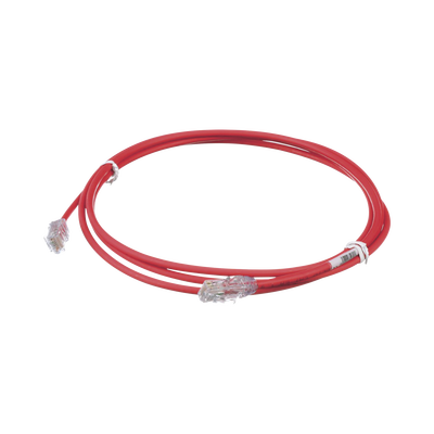 Cable de Parcheo UTP Cat6A, CM/LSZH, Diámetro Reducido (28AWG), Color Rojo, 7ft