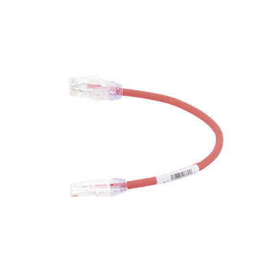 Cable de Parcheo UTP, Cat6A, Diámetro Reducido (28 AWG), CM/LSZH, Color Rojo, 8in (20.3cm)