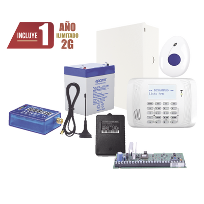 Kit de Alarma VISTA48 con Comunicador 2G, Botón de Pánico y Detección de Caídas inalámbrico, Gabinete, transformador y Batería