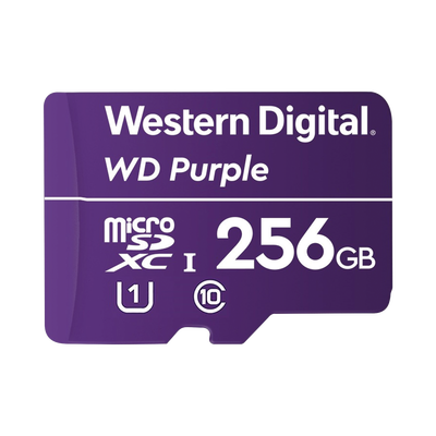 Memoria microSD de 256 GB PURPLE, Especializada Para Videovigilancia, 10 VECES MAYOR DURACIÓN, 3 AÑOS DE GARANTIA