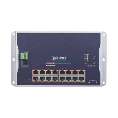 Switch Industrial Administrable Capa 2 de Pared,16 Puertos PoE 802.3at Gigabit y 2 Puertos SFP