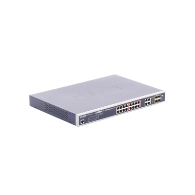 Switch Administrable 16 puertos 10/100/1000 802.3at PoE 230W y 4 puertos GigabitTP/SFP Combo