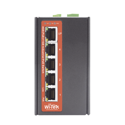 Switch Industrial PoE++ / No administrable / Con 4 puertos Gigabit PoE / 1 puerto Gigabit Uplink / Presupuesto 120W