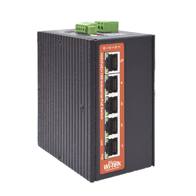 Switch Industrial PoE++ / No administrable / Con 4 puertos Gigabit PoE / 1 puerto Gigabit Uplink / Presupuesto 120W