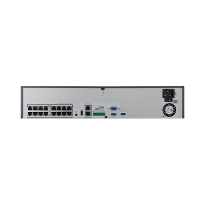 NVR de 12 Megapíxel con Wisenet Wave Embebido / Incluye 4 Licencias / 2TB Incluidos / 16 canales / 16 puertos PoE+ / H.265 & WiseStream / E/S de alarma