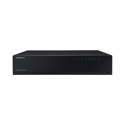NVR de 12 Megapíxel con Wisenet Wave Embebido / Incluye 4 Licencias / 2TB Incluidos / 16 canales / 16 puertos PoE+ / H.265 & WiseStream / E/S de alarma
