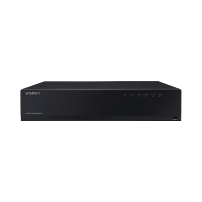 NVR de 12 Megapíxel con Wisenet Wave Embebido / Incluye 4 Licencias / 8TB Incluidos / 16 canales / 16 puertos PoE+ / H.265 & WiseStream / E/S de alarma