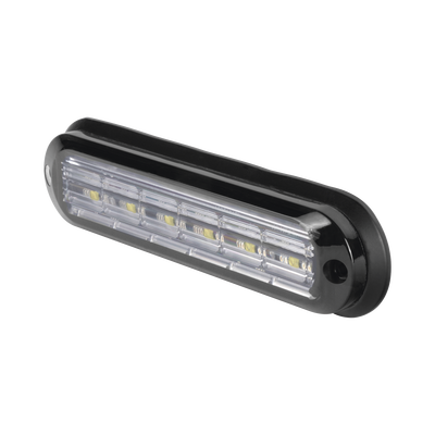 Luz Auxiliar Ultra Brillante  IP67 de 6 LEDs, Color Rojo/Azul, con mica transparente y bisel negro
