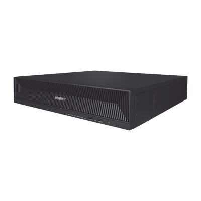 NVR de 16 canales / 32MP / Hasta 4 Discos Duros / Switch PoE+ 16 puertos / Wisenet P2P / H.265 & WiseStream / incluye 24TB de almacenamiento