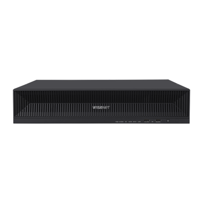 NVR 32 Megapixel (8K) / 32 Canales IP / Soporta 8 Discos Duros / H.265 & Wisestream / Wisenet P2P / ONVIF / Compatible con Cámaras IA / Salida HDMI en 4K / Soporta RAID 5/6