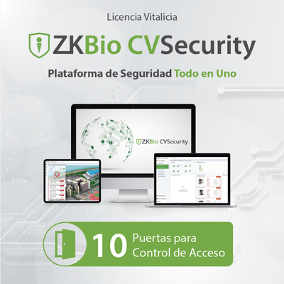 Licencia para ZKBio CVsecurity permite gestionar hasta 10 puertas para control de acceso