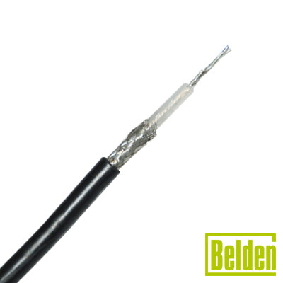 Cable RG58AU con blindaje de malla de cobre estañada 95%, aislante de polietileno.