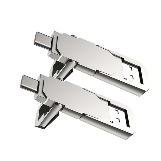 Kit de 2 Memorias USB Dual de 128GB / USB-C y USB-A / Transferencia de Alta Velocidad / Metálica / Compatible con Dispositivos Móviles, Windows, Mac y Linux